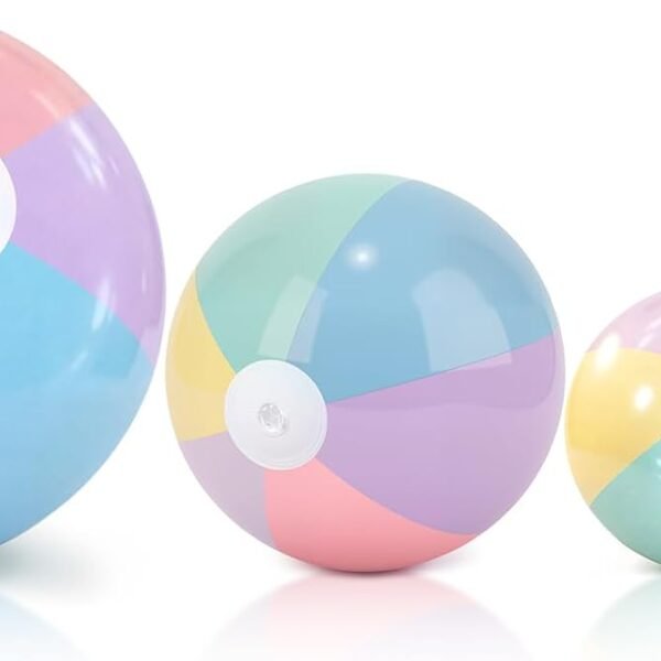 4 Pack Beach Balls in 4 Sizes (24" 16" 12" 8"), Inflatable Pastel Pool Balls for Kids Adults, Summer Beach Party Hawaiian Birthday Party Supplies, Water Toys Gifts(Macarons)