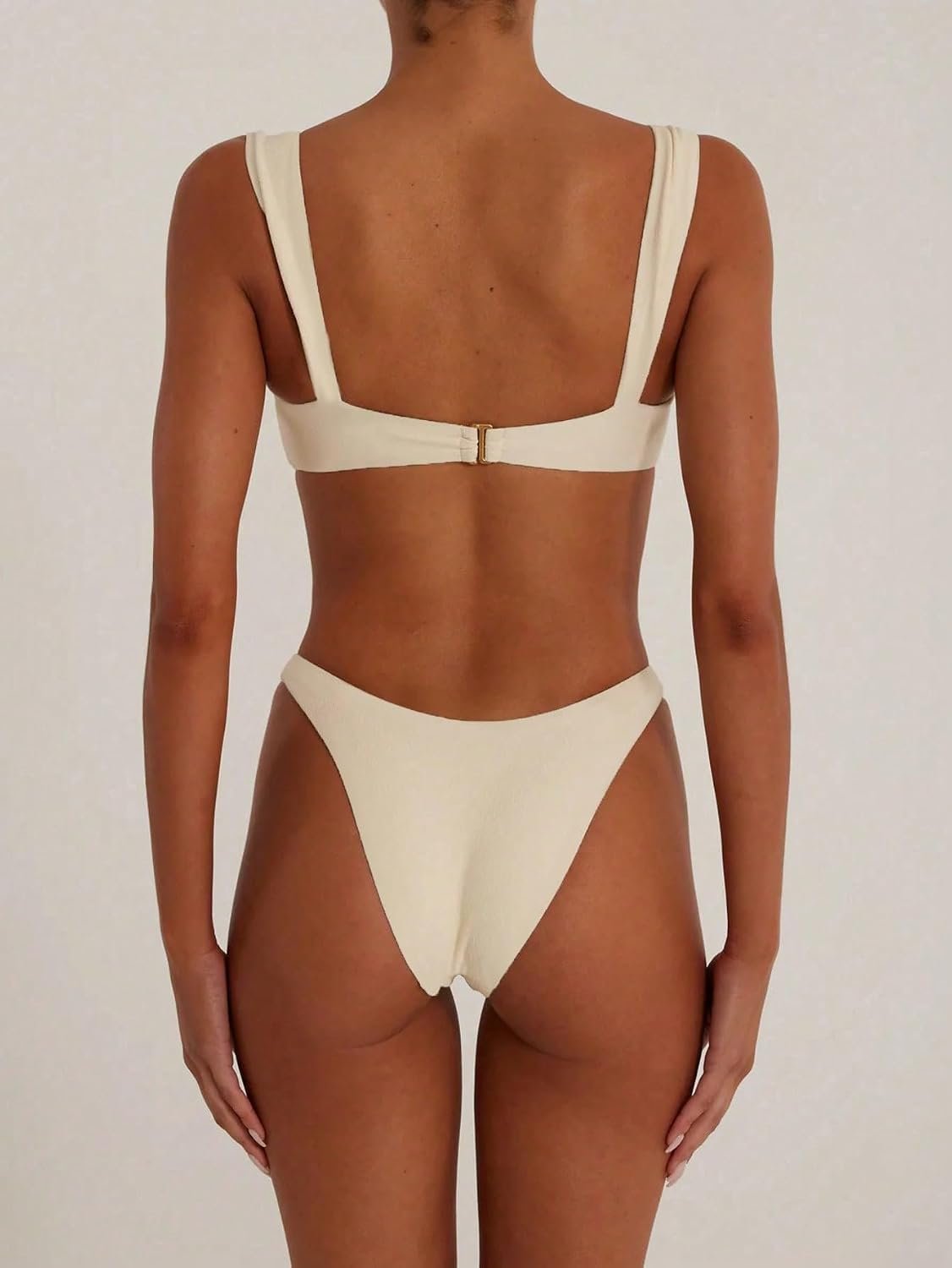 Women's High Cut Thong Bikini Scoop Neck Metal Buckle Two Piece Set Summer Beach Pool Party Y2K Swimwear - Image 2