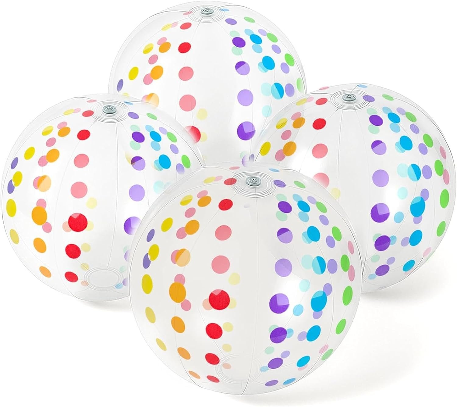 4-Pack Beach Balls 16-inch, Large Polka Dot Beach Balls for Summer Parties, Pool Toys, Birthday Party Supplies Decorations, Kids Water Games
