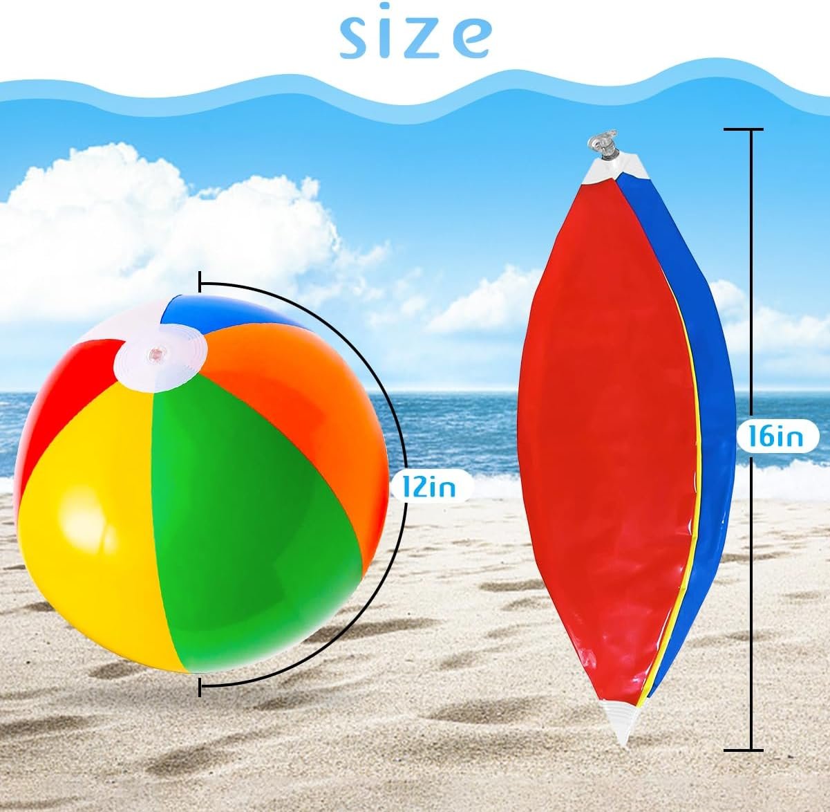 Inflatable Beach Balls - 16'' 3 Pack Pool Toys for Kids Birthday Party Supplies Favors Decorations, Summer Water Games Fun Gifts - Image 2