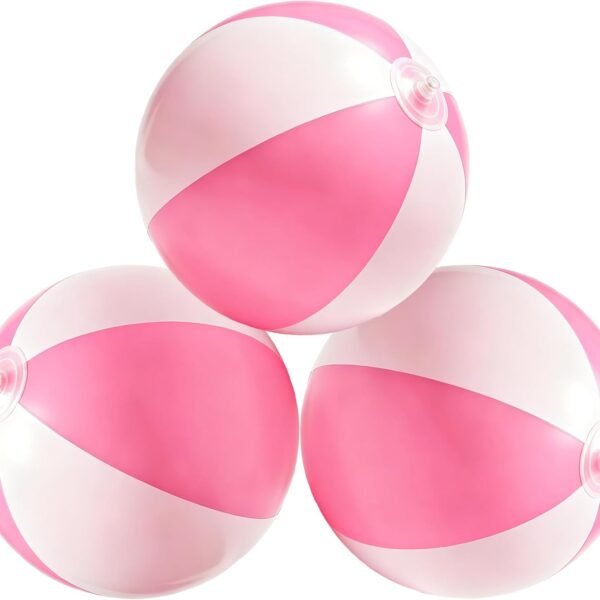 16 Inch Beach Balls, Pink & White Inflatable Beach Balls PVC Pool Balls Adults for Swimming Pool Float Balls for Summer Water Game Supplies Birthday Wedding Party Favors