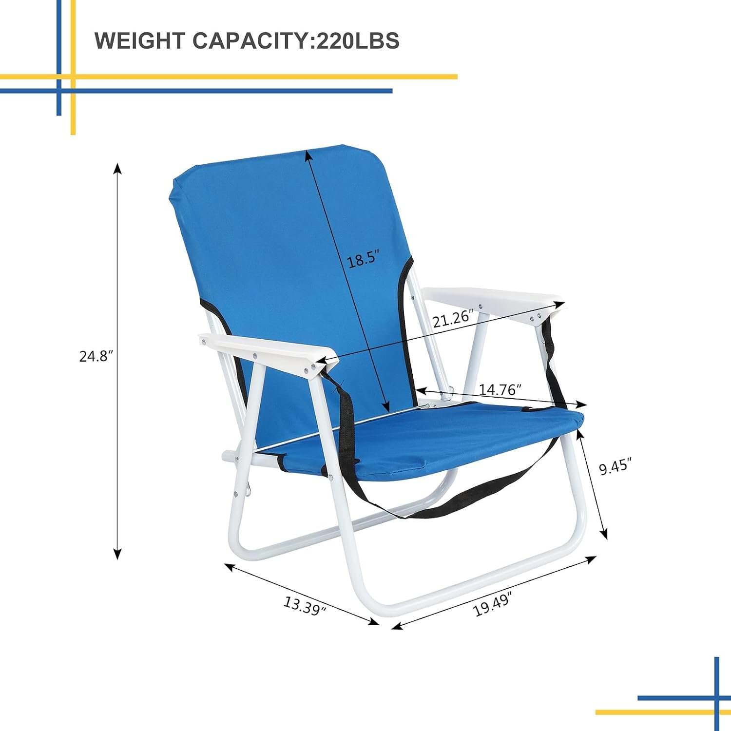 Outdoor Folding Lawn Chair, Concert Beach Folding Camping Chair Festival Sand Picni Chair - Image 2