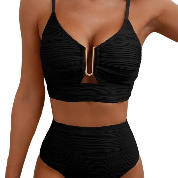2 Piece Bikini Set U-Wire Cutout Popular Swimsuit High Waisted Textured Summer Beach Swim Bathing Suits