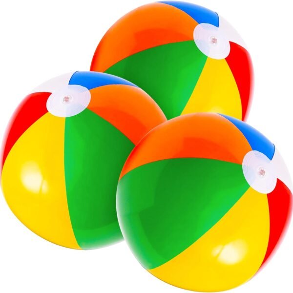 Inflatable Beach Balls - 16'' 3 Pack Pool Toys for Kids Birthday Party Supplies Favors Decorations, Summer Water Games Fun Gifts