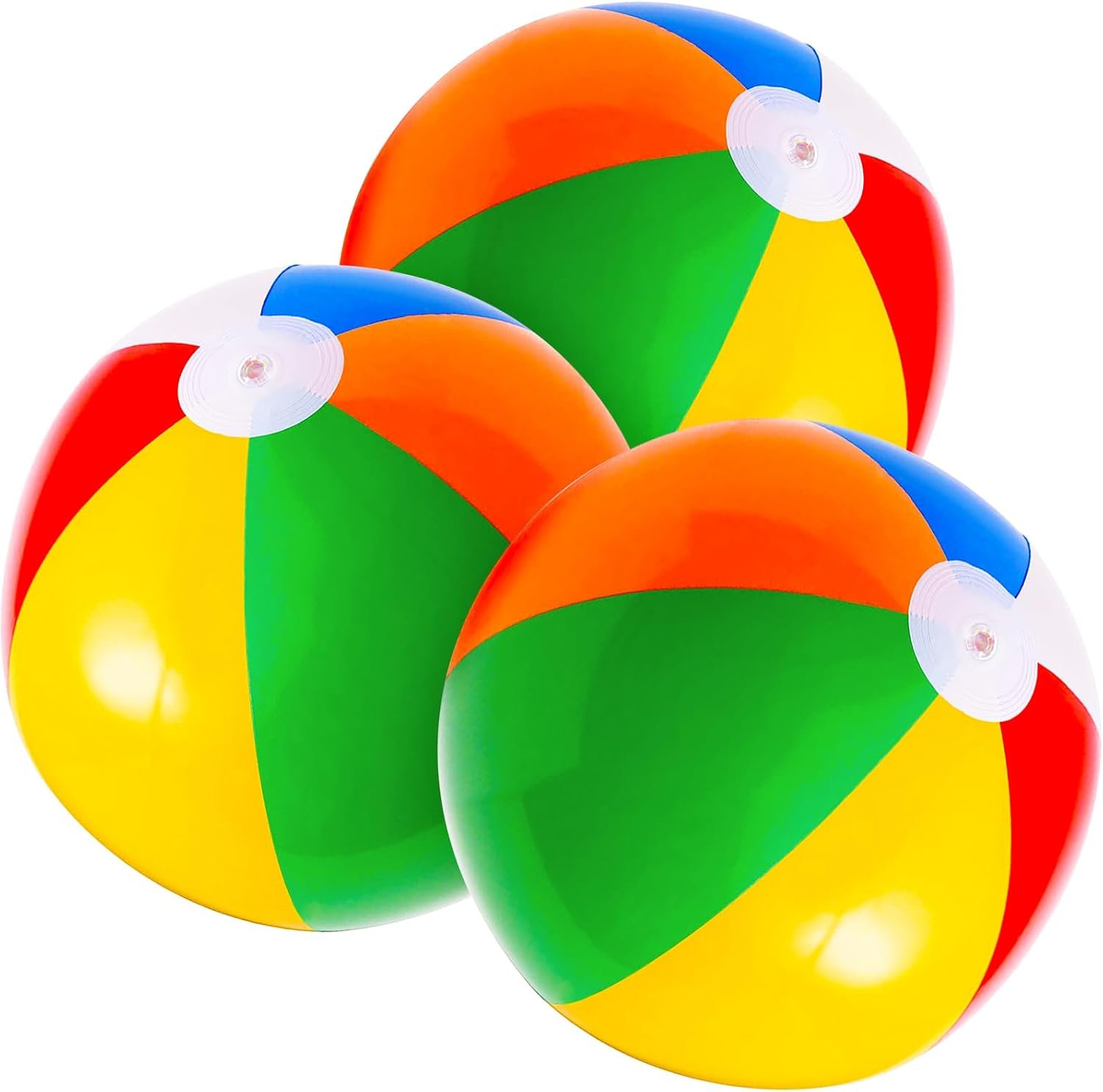 Inflatable Beach Balls - 16'' 3 Pack Pool Toys for Kids Birthday Party Supplies Favors Decorations, Summer Water Games Fun Gifts
