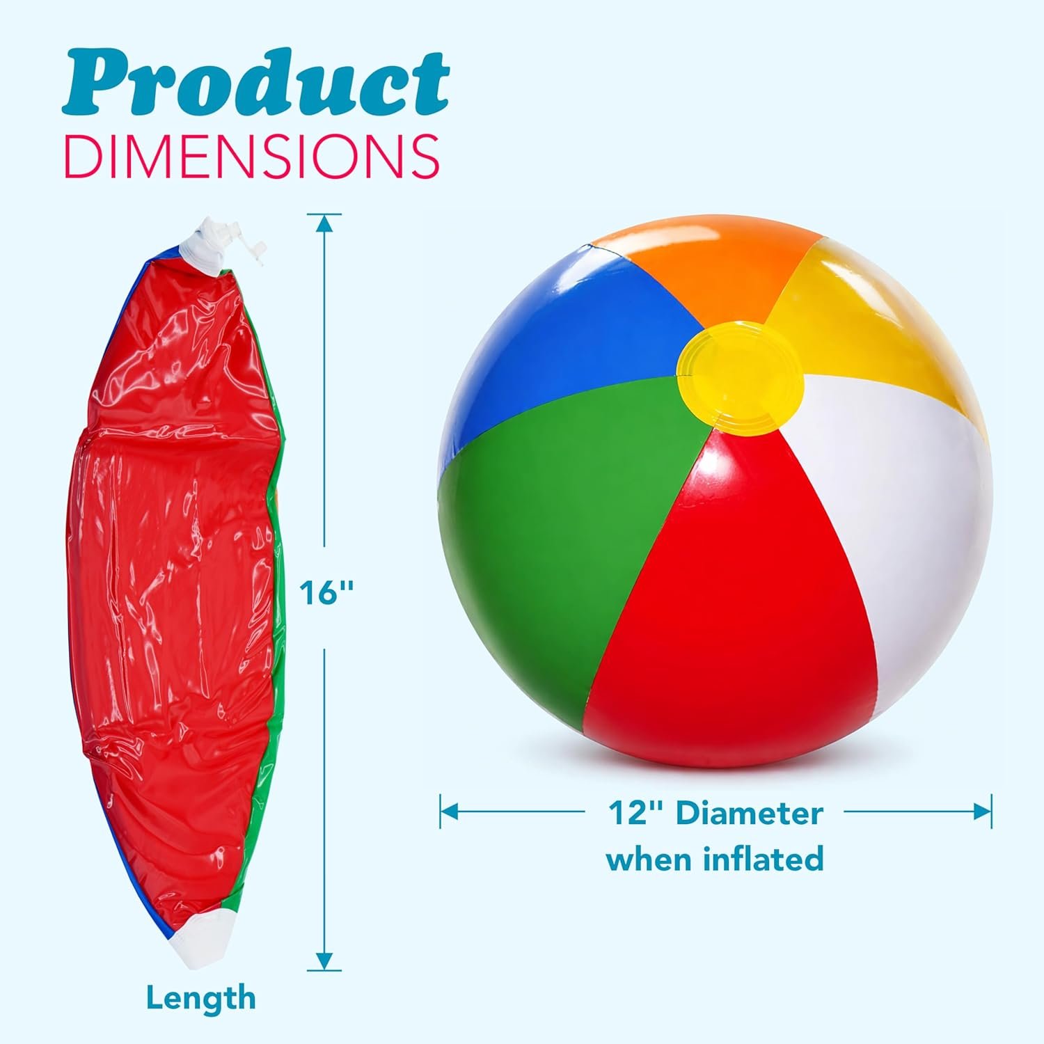 24 Pack -16 Inch Inflatable Beach Balls Bulk 24 - Birthday Pool Party Favors for Kids, Summer Goodie Bags Easter Basket Stuffers Toys, End of Year Student Gifts for Class - Image 2