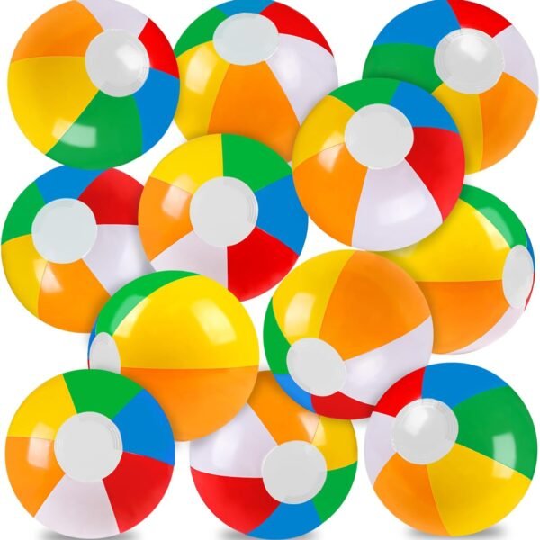 12" Summer Inflatable Beach Balls Bulk Rainbow Color Swimming Pool Water Games Toys for Kids Summer Beach Party Favor