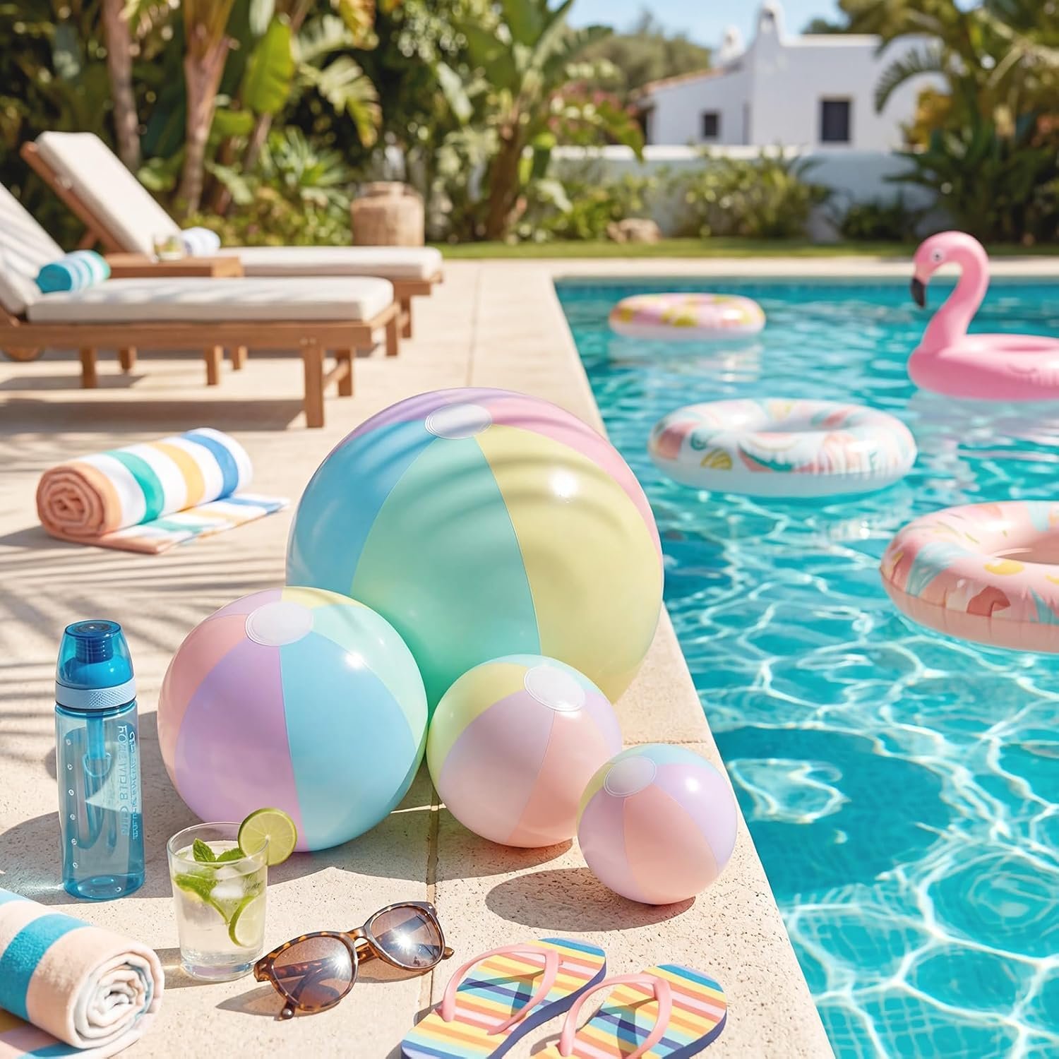4 Pack Beach Balls in 4 Sizes (24" 16" 12" 8"), Inflatable Pastel Pool Balls for Kids Adults, Summer Beach Party Hawaiian Birthday Party Supplies, Water Toys Gifts(Macarons) - Image 2