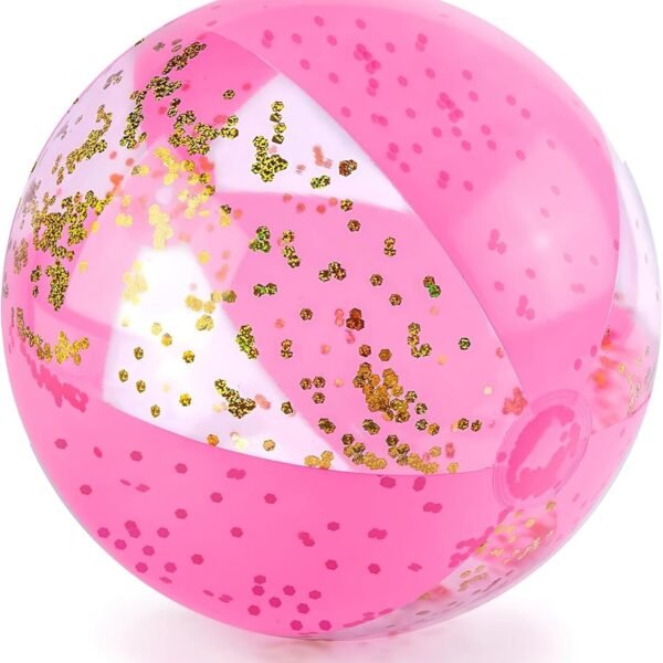Beach Ball, 16" Glitter Inflatable Beach Balls for Kids & Toddlers Pool Game, Summer Party Favors
