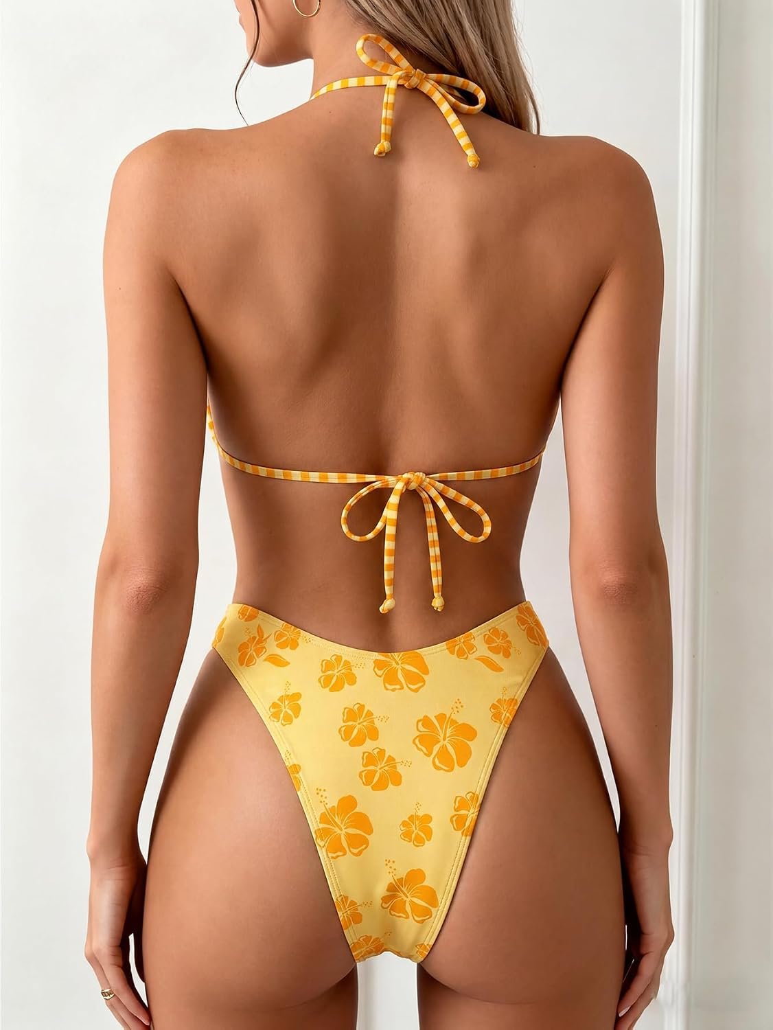 Women's Polka Dots Triangle Thong Bikini Sets Floral Cute Bathing Suit Swimsuits - Image 2