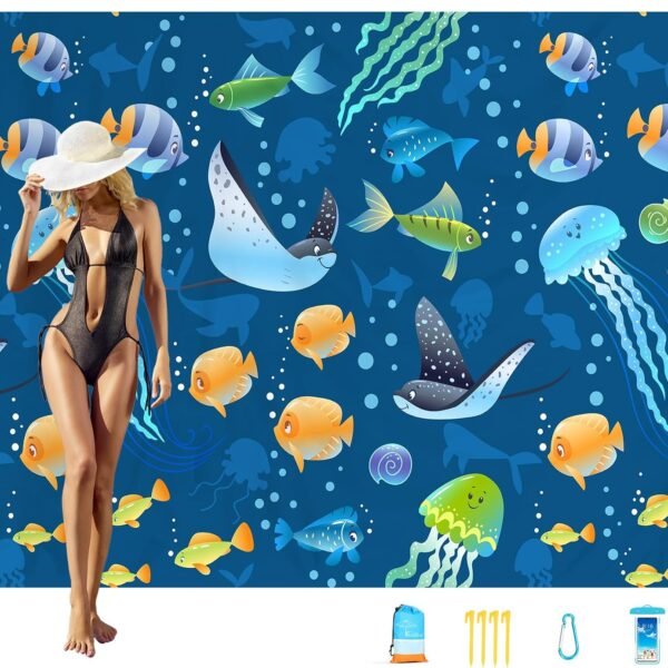 Beach Blanket Oversized Extra Large78 X110,Waterproof Sandproof Beach Blanket 2-8 Adults Lightweight Durable for Travel Camping Hiking Picnic
