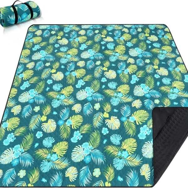 Picnic Blankets Extra Large, Waterproof Foldable Outdoor Beach Blanket Oversized 83x79” Sandproof, 3-Layer Picnic Mat for Camping, Hiking, Travel, Park, Concerts(Yellow Flowers)