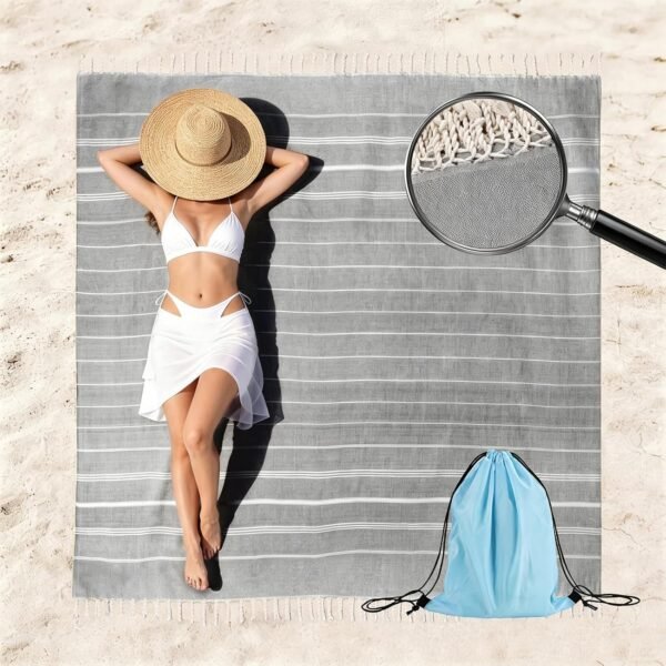 79in Oversized Turkish Beach Towel Blanket Large Big Boho Woven Polyester Sandproof Towels Plus Picnic Blanket for Seaside Swimming Pool Camping Travel Household Blanket Things